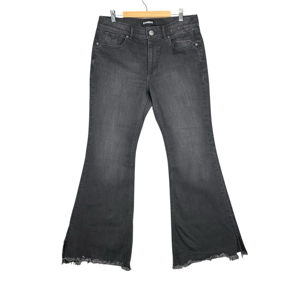 Express Women's Black Washed Flare Jeans